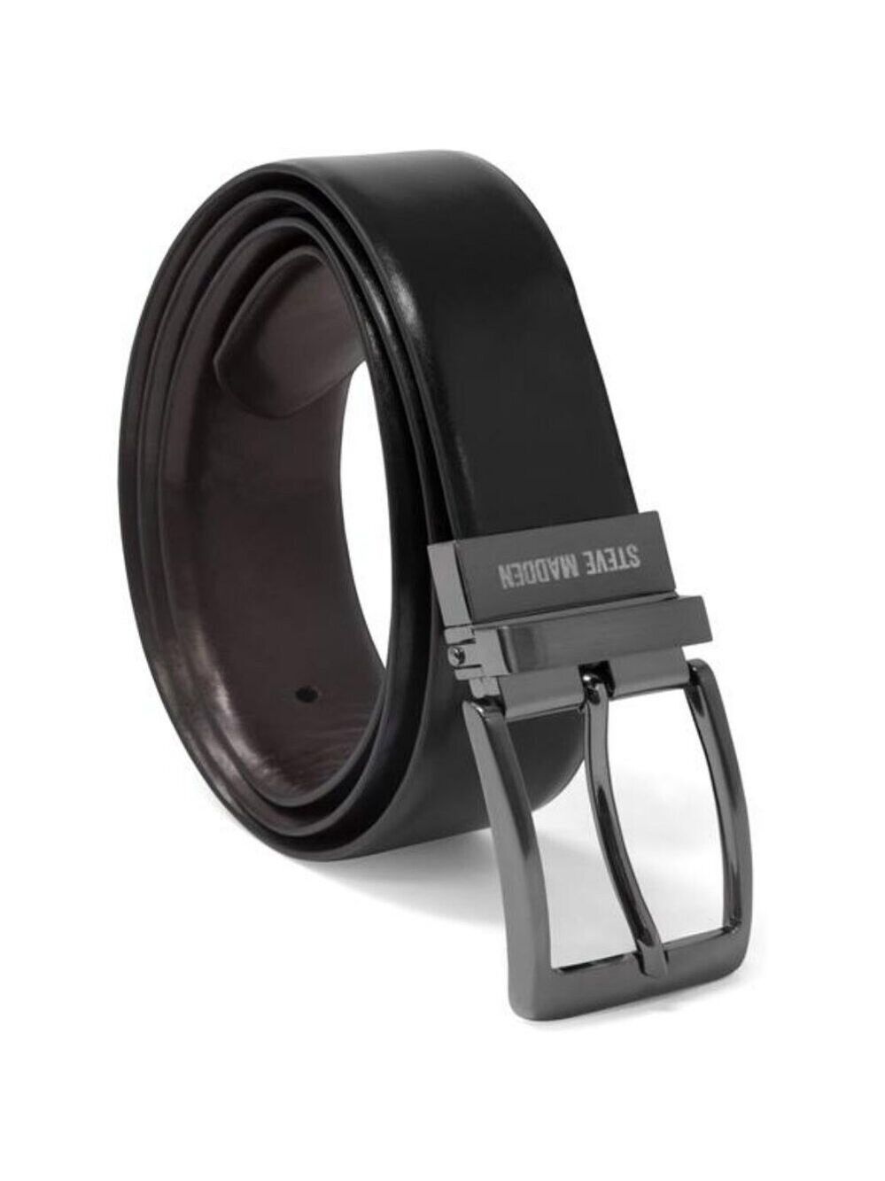 Mens Reversible Leather Belt Casual Dress Black Brown Adjustable Work Belt